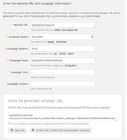 UTM Parameter Beispiel