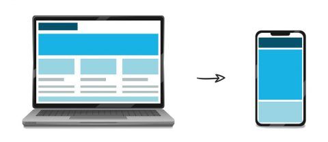 Darstellung von Website-Inhalten auf einem Laptop und einem Smartphone zur Veranschaulichung responsiven Designs