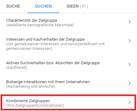 Kombinierte Zielgruppen können jetzt in Google Ads hinterlegt werden.